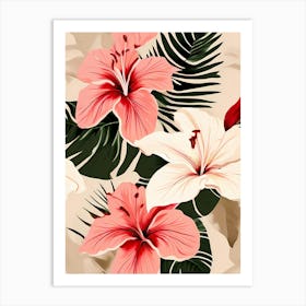 Seamless Pattern With Tropical Flowers 2 Art Print