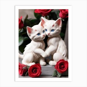 Two White Kittens 1 Art Print