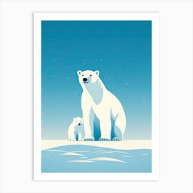 Frosty Kinship; Polar Bear Family Oil Painting Art Print