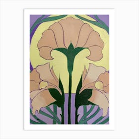 Art nouveau beige flowers Art Print