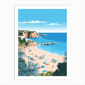 A Screen Print Of Cala Comte Beach Ibiza Spain 1 Art Print