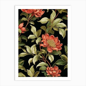 Daphne 1 William Morris Style Winter Florals Art Print