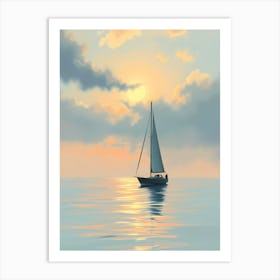 Sailboat At Sunset 2 Poster