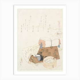 A Pillow And A Painting Of The Treasure Ship, Katsushika Hokusai Art Print