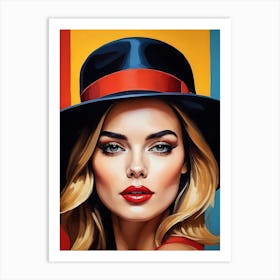Woman Portrait With Hat Pop Art (53) Art Print