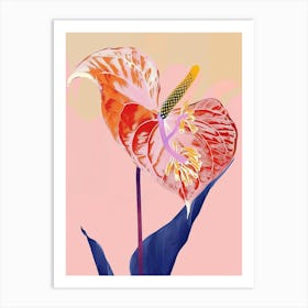 Colourful Flower Illustration Flamingo Flower 2 Art Print