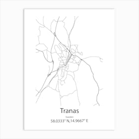 Tranas,Sweden Minimalist Map Art Print