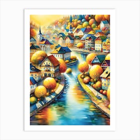 Vintage Style Dream City AI Art Print