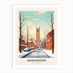 Vintage Winter Travel Poster Manchester United Kingdom 6 Art Print