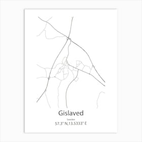 Gislaved,Sweden Minimalist Map Art Print