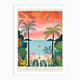 Poster Of Miami Beach, Florida, Matisse And Rousseau Style 7 Art Print