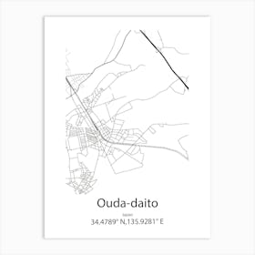 Ouda Daito,Japan Minimalist Map Art Print