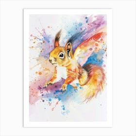 Flying Squirrel Colourful Watercolour 1 Art Print