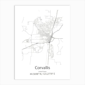 Corvallis,United States Minimalist Map 1 Art Print