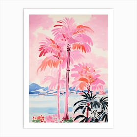 Pink Palm Trees Painting Art Print