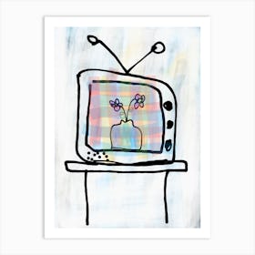 Tv With Flowers Art Print