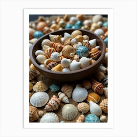 Sea Shells In A Bowl Art Print