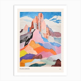 Huascaran Peru 3 Colourful Mountain Illustration Poster Art Print