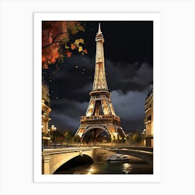 Eiffel Tower At Night art print Art Print