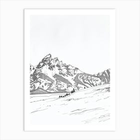 Grand Teton Usa Line Drawing 2 Art Print