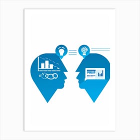 Business Decision Making Process Represented As Minimalistic Icons Split Screens Showing A Thought (2) Art Print