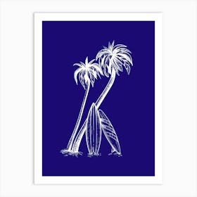 Palm Trees And Surfboards Art Print