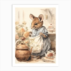 Storybook Animal Watercolour Mouse 2 Art Print