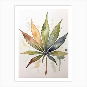 Marijuana Leaf Watercolor Painting 1 Art Print