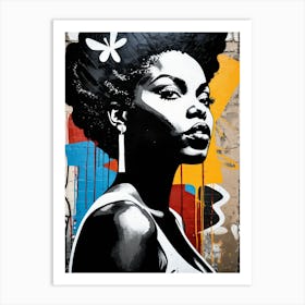 Vintage Graffiti Mural Of Beautiful Black Woman 47 Art Print