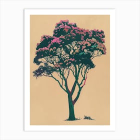 Mahogany Tree Colourful Illustration 1 Art Print