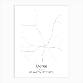 Moree,Australia Minimalist Map Art Print