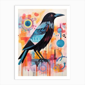 Bird Painting Collage Raven 4 Art Print