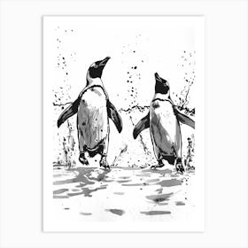 Emperor Penguin Chasing Each Other 4 Art Print