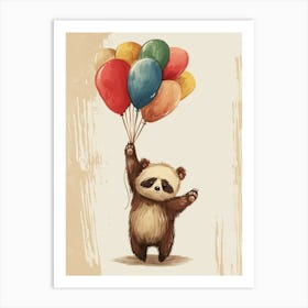 Sloth Bear Holding Balloons Storybook Illustration 4 Art Print