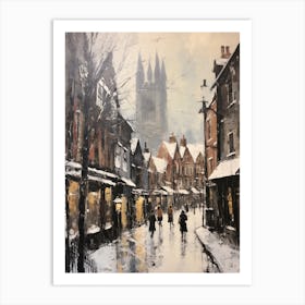 Vintage Winter Painting Canterbury United Kingdom 1 Art Print