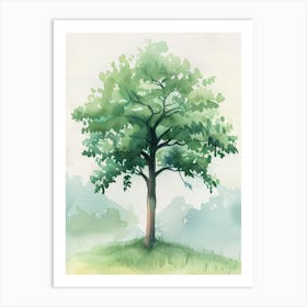 Mahogany Tree Atmospheric Watercolour Painting 5 Art Print