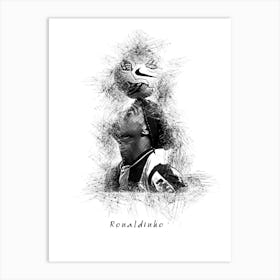 Ronaldinho Sketch Art Print