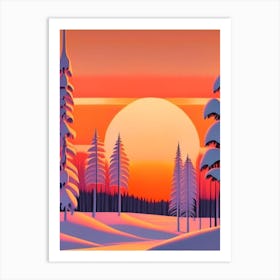 Lapland Retro Sunset Art Print