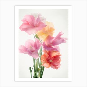 Gladioli Flowers Acrylic Painting In Pastel Colours 6 Art Print