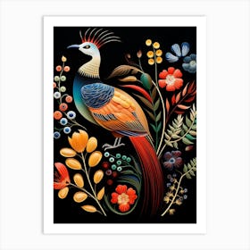 Folk Bird Illustration Pheasant 2 Art Print