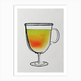 Mexican MCocktail Poster artini 2 Minimal Line Drawing With Watercolour Cocktail Poster Art Print