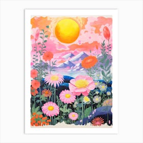 Abstract Landscape Risograph Style Botanical Art Print