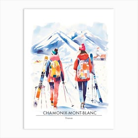 Chamonix Mont Blanc   France, Ski Resort Poster Illustration 4 Art Print