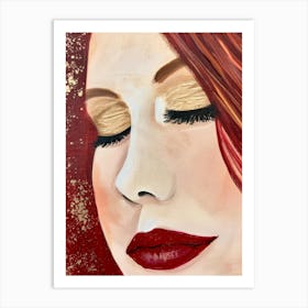 Portrait Of A Woman With Red Hair Art Print