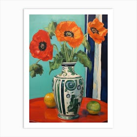 Flowers In A Vase Still Life Painting Poppy 4 Art Print