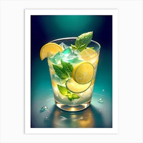 Cocktail With Lemon And Mint Art Print