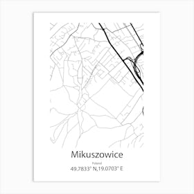 Mikuszowice,Poland Minimalist Map Art Print