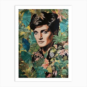 Floral Handpainted Portrait Of Elvis Presley 1 Art Print
