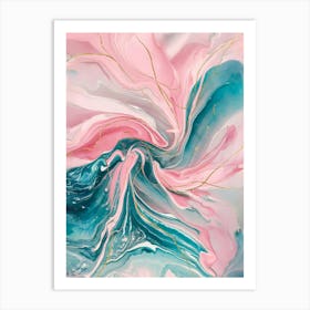 Pink And Turquoise Abstract Painting Art Print