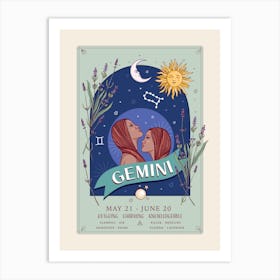 Zodiac Sign Gemini Art Print